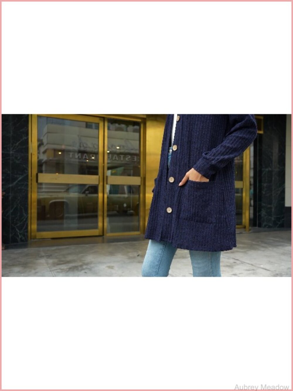 Plus Size Ribbed Button Front Cardigan with Pockets Lightweight - Picture 6 of 6
